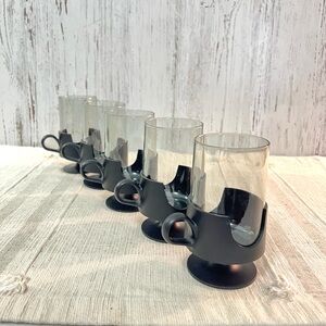 Vintage glas-snap Corning cups glass and plastic black replacement decor